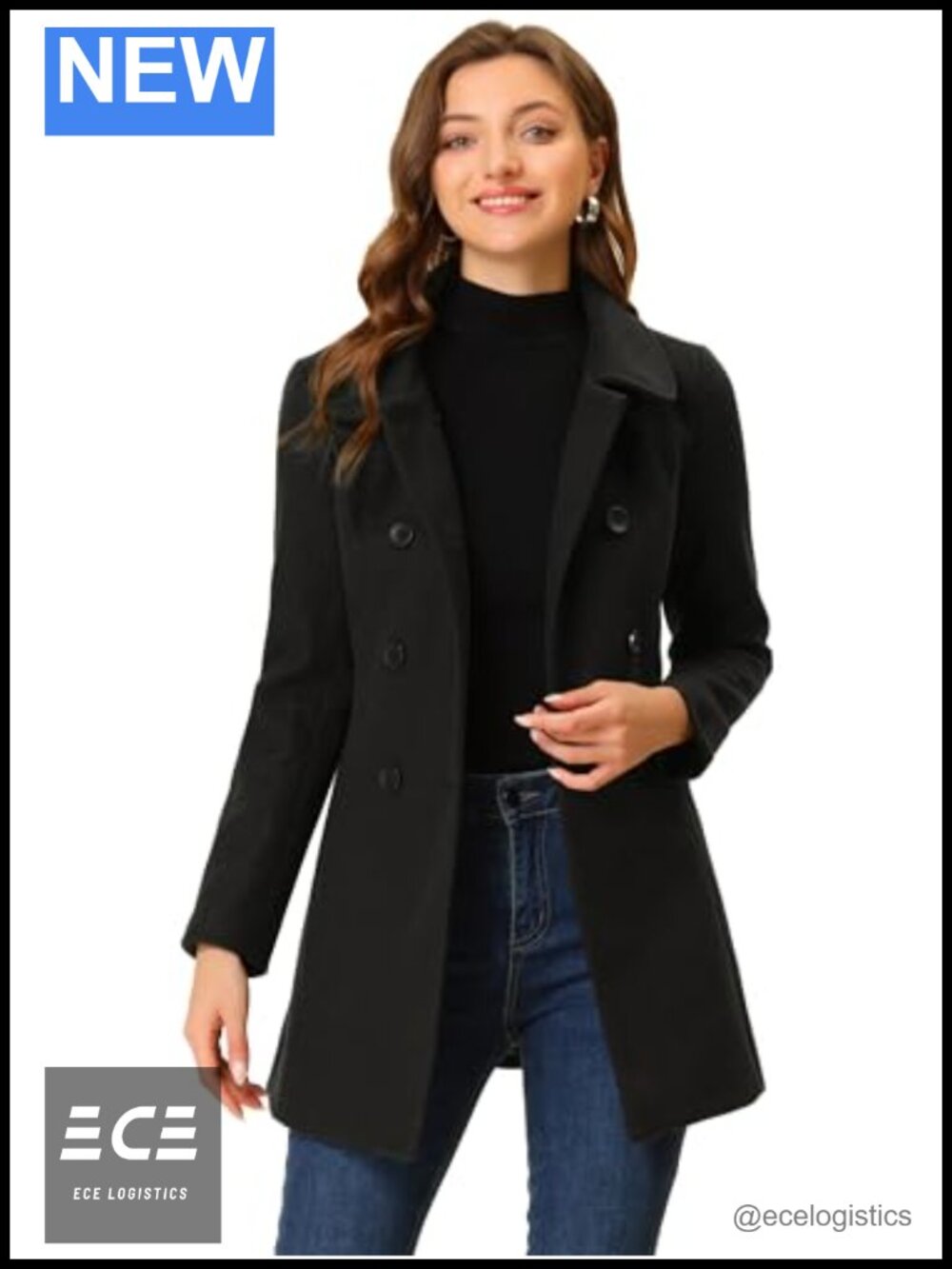 Peter Pan Collar Double Breasted Winter Trench Pea Coat